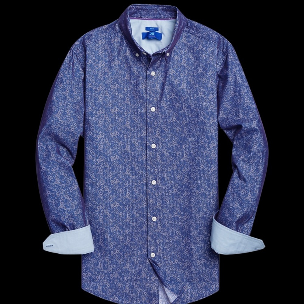 Egara Navy Flocked Floral Stripe